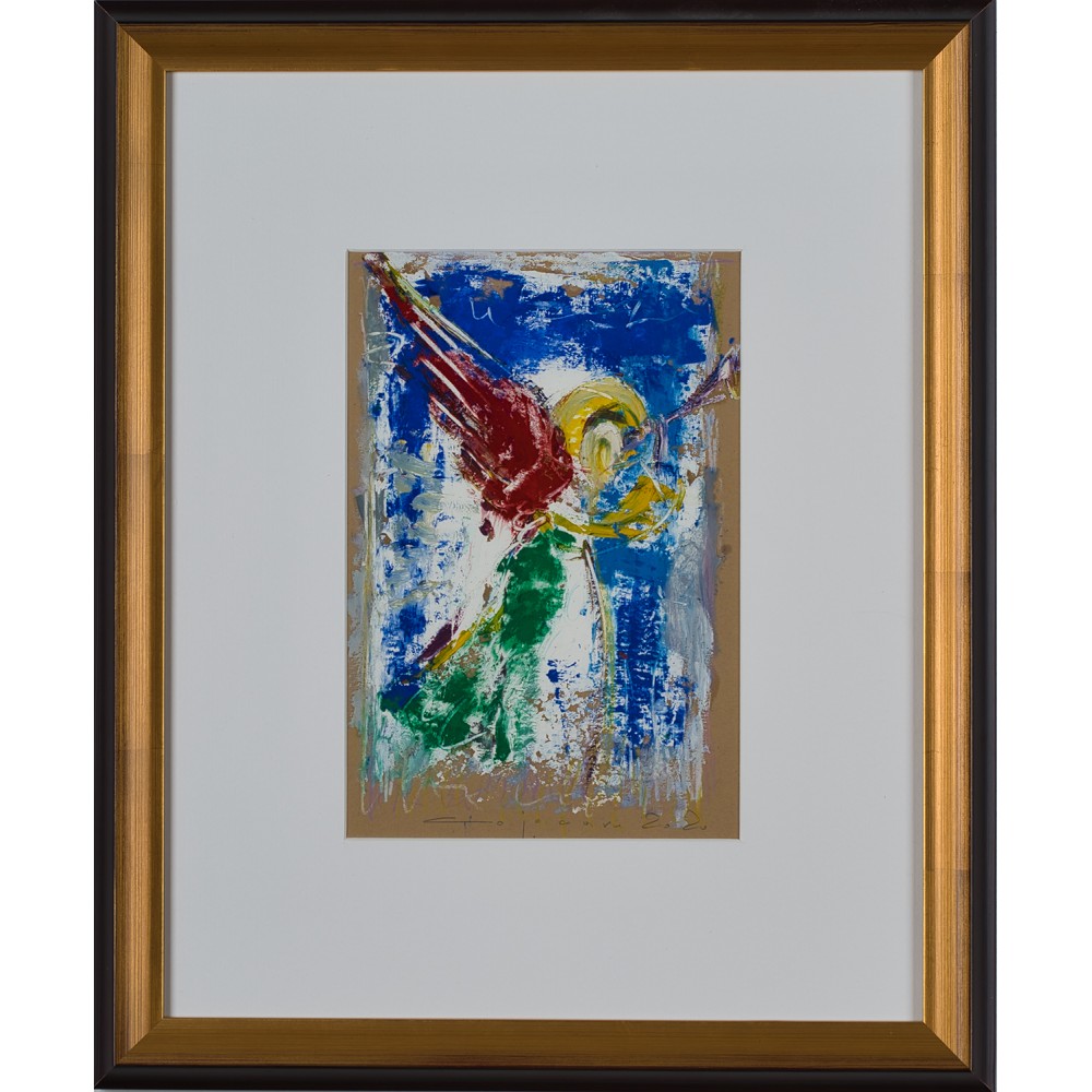 Înger în lumină - pictură în ulei pe carton, artist Iurie Cojocaru